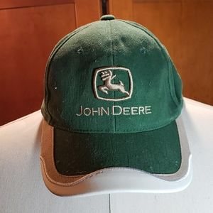 Green and white adjustable John Deere Baseball hat